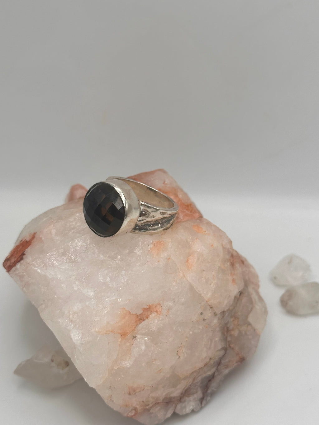 Vintage Smoky Quartz disco ring