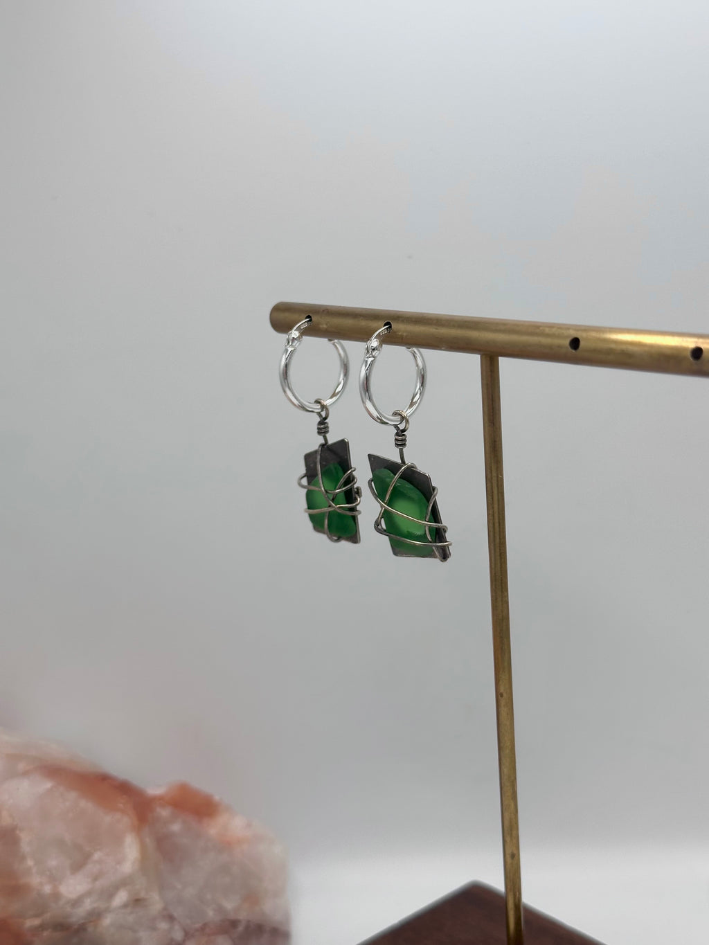 Green Seaglass earrings