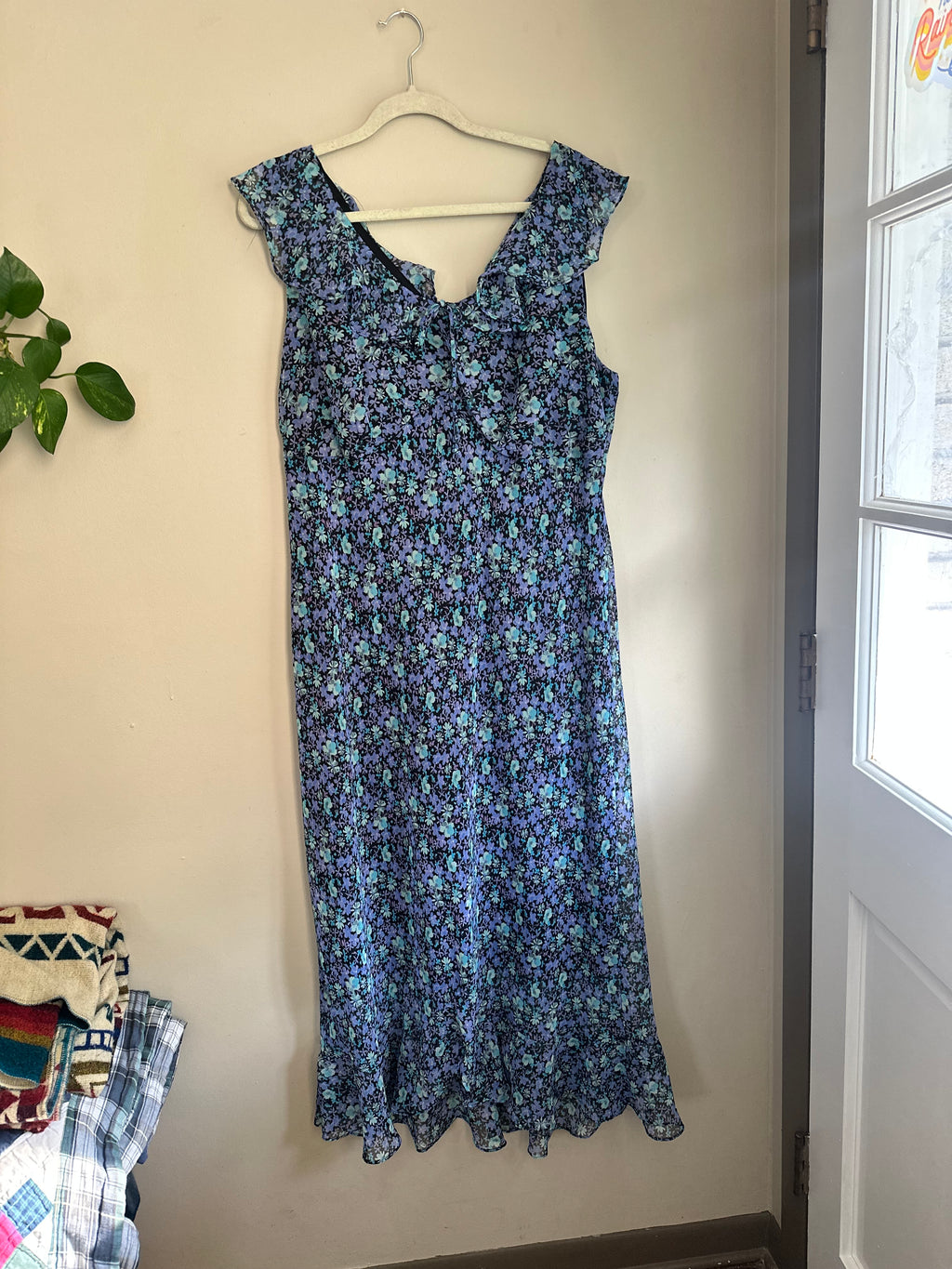 Blue + Purple 90s Floral Dress