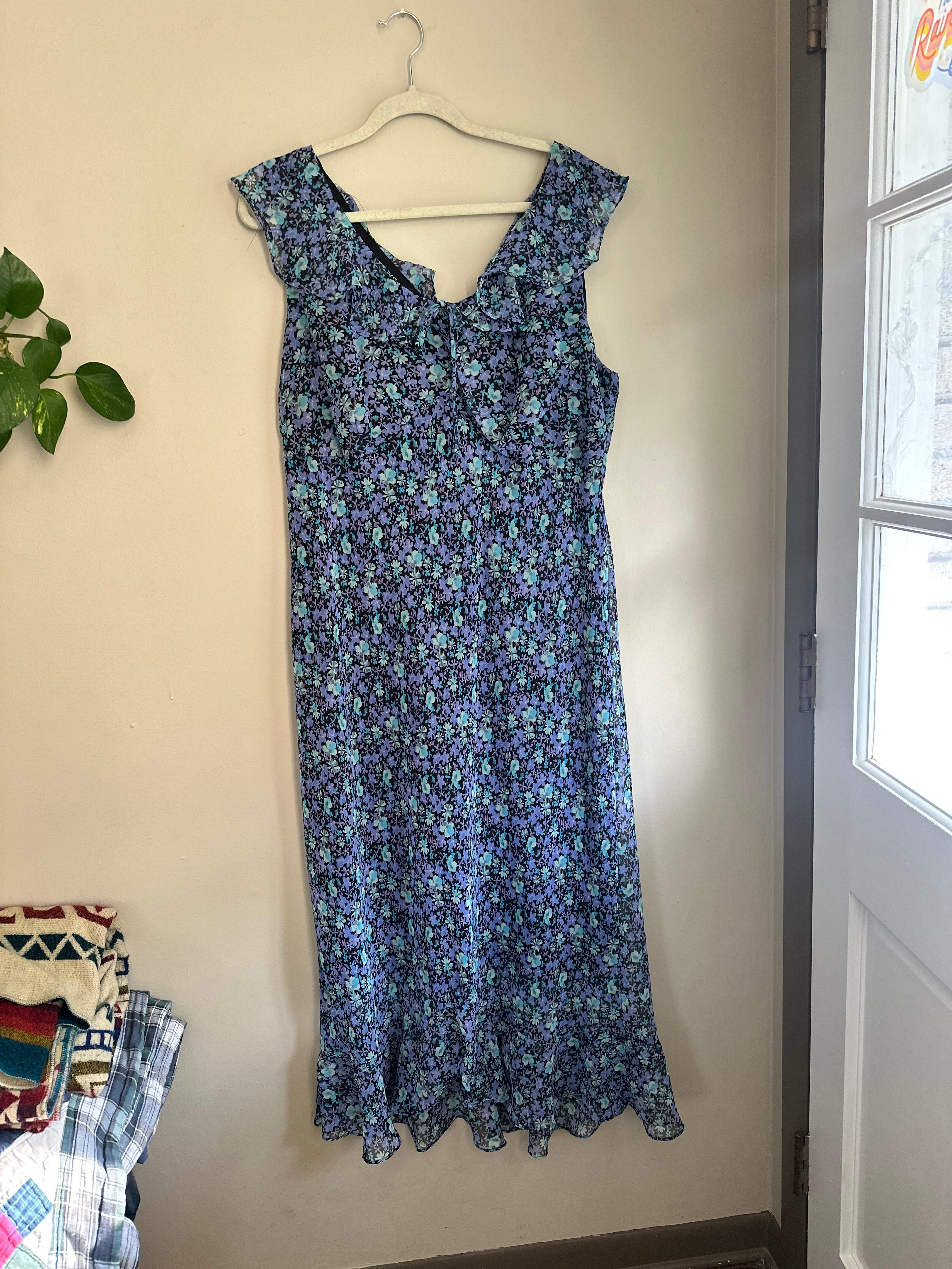 Blue + Purple 90s Floral Dress