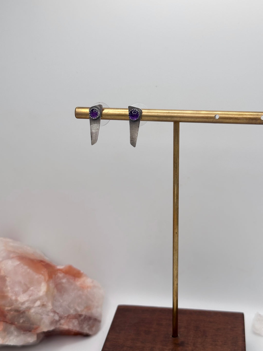 Amethyst triangular studs