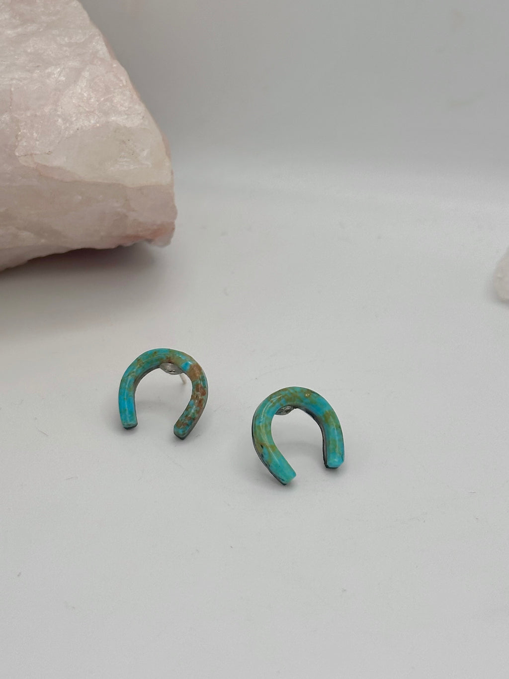 Turquoise horseshoe studs