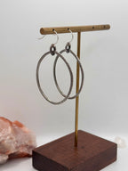 Silver floral dangle hoops