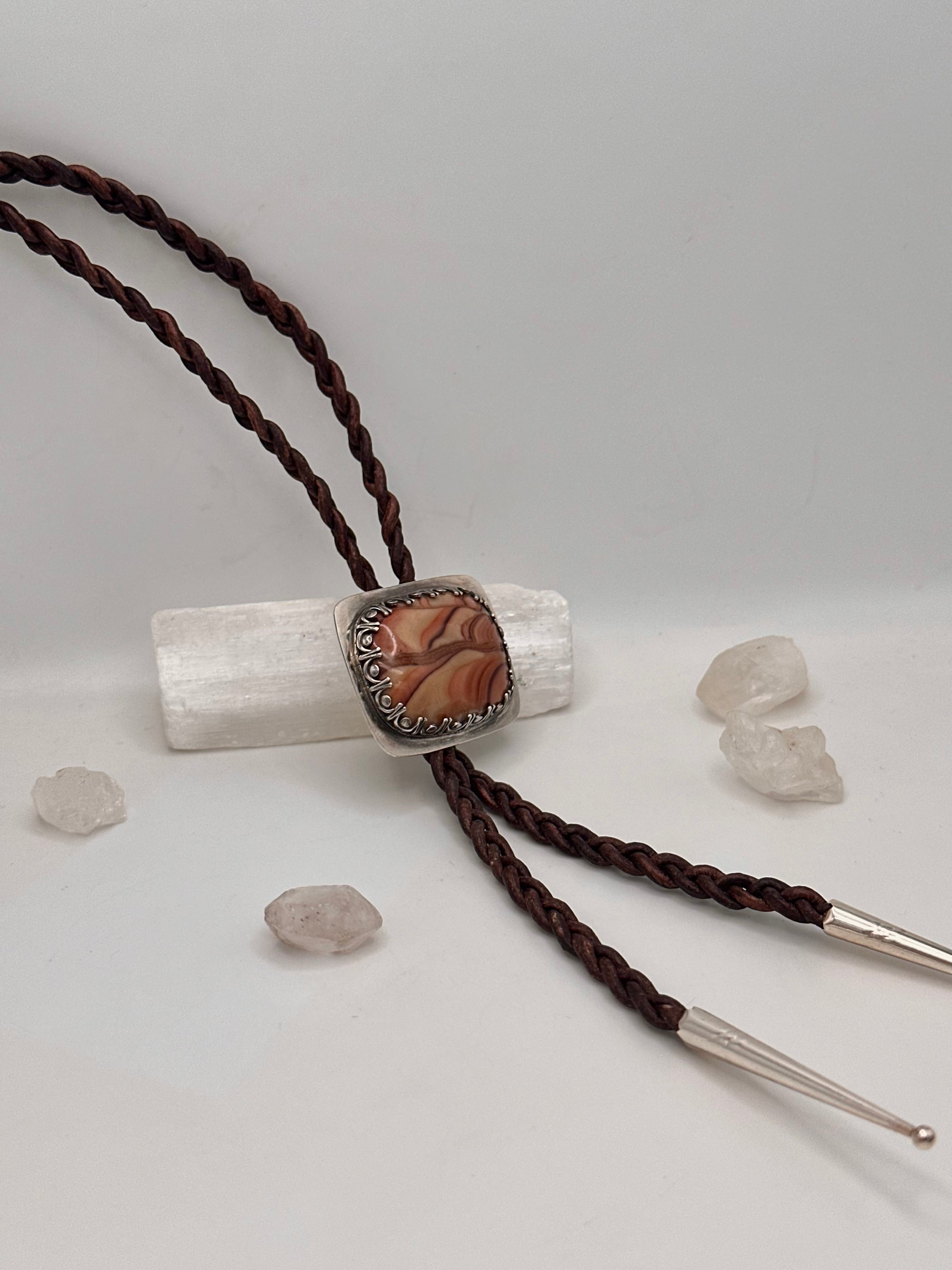 Wonderstone and Leather Bolo Tie