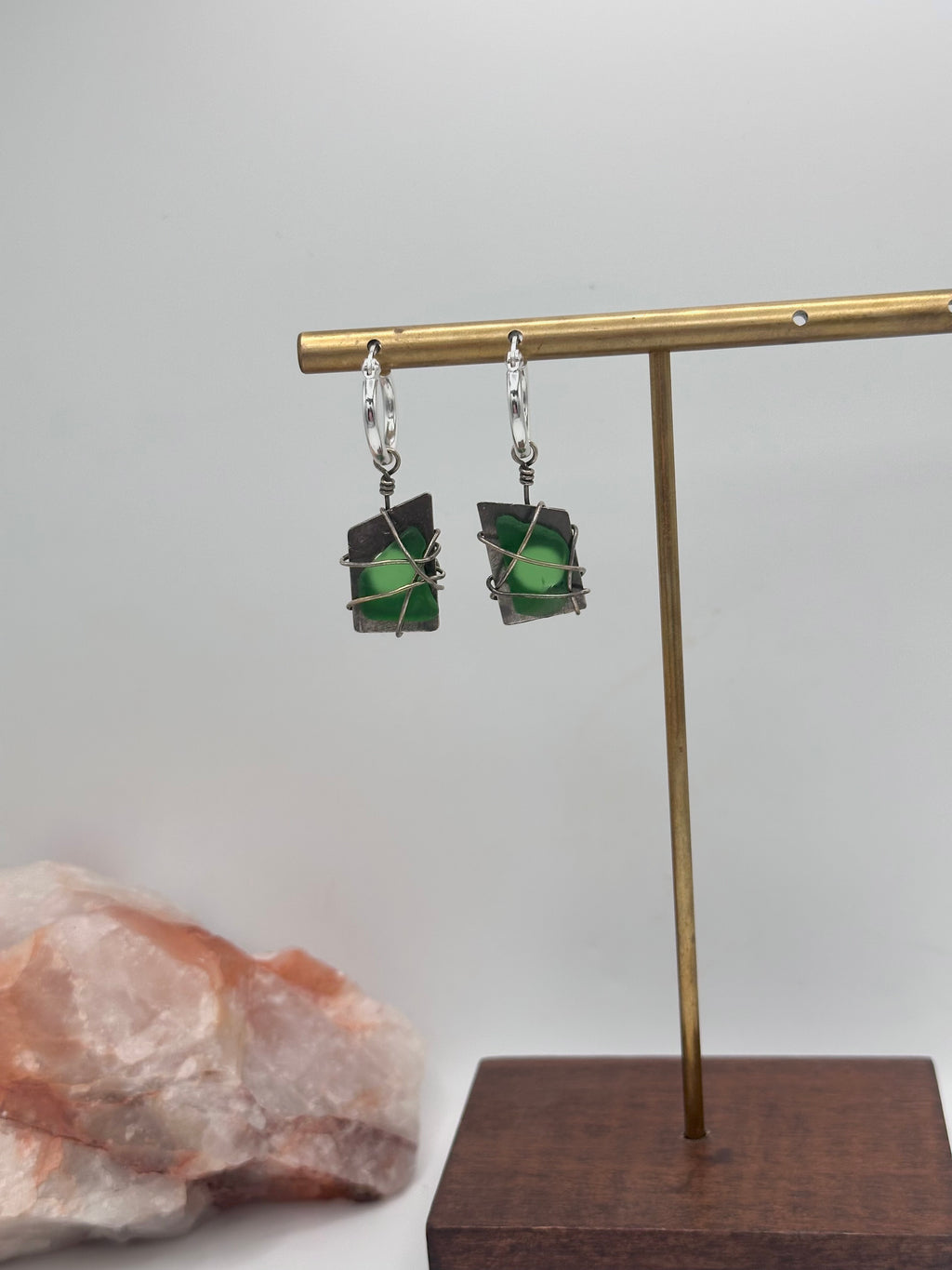 Green Seaglass earrings