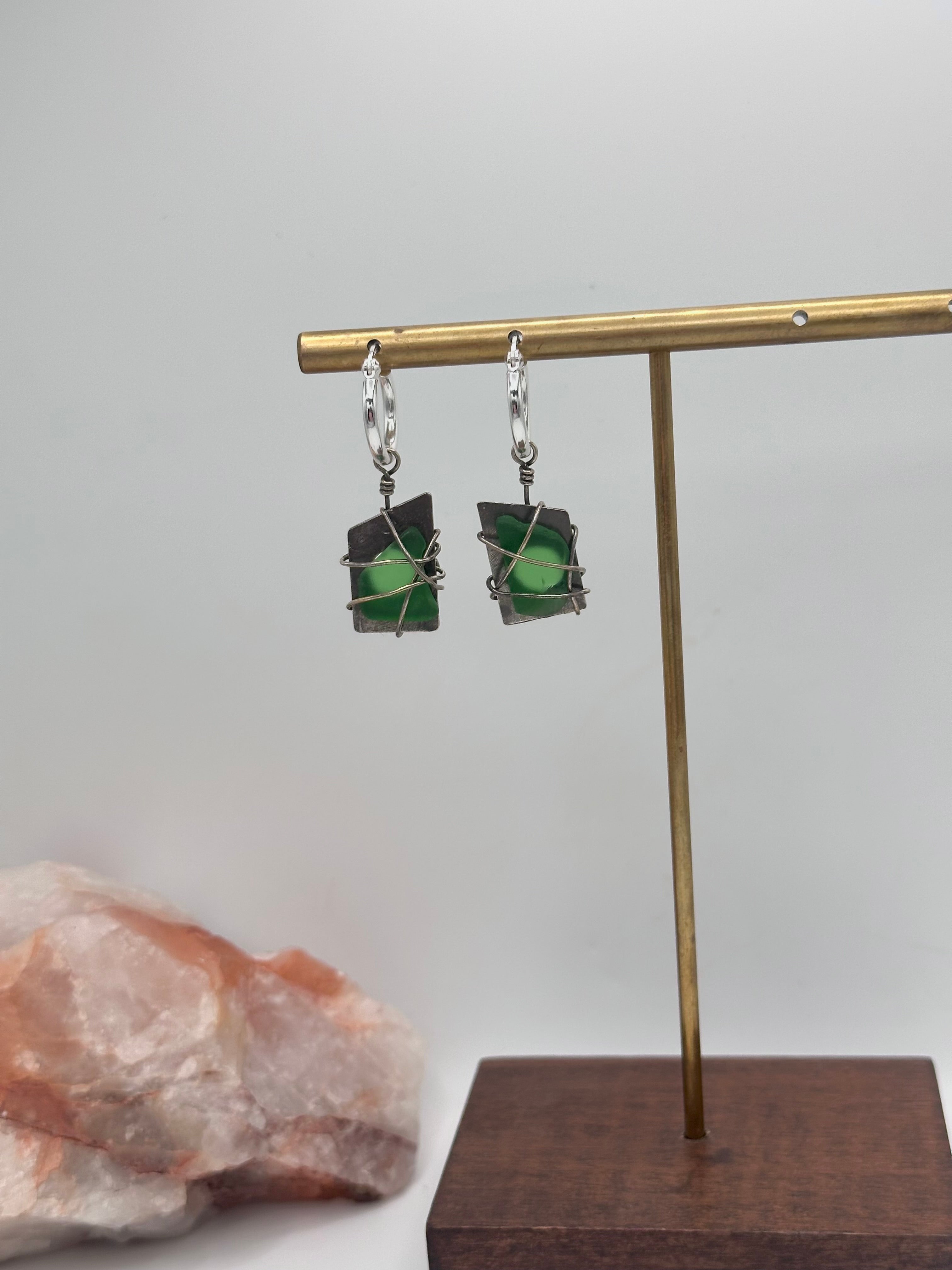Green Seaglass earrings