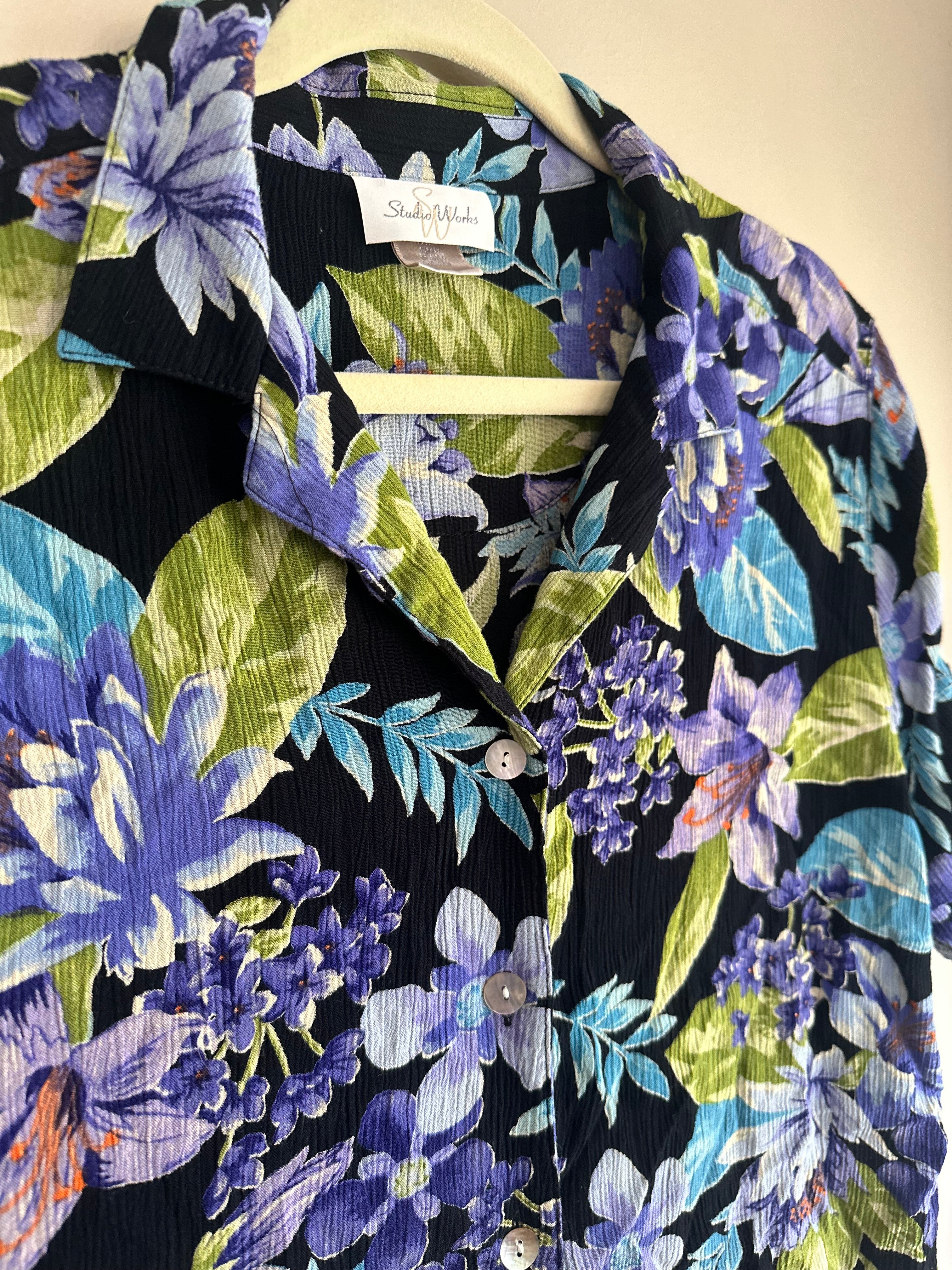 Vintage Sheer Floral + Shell Shirt