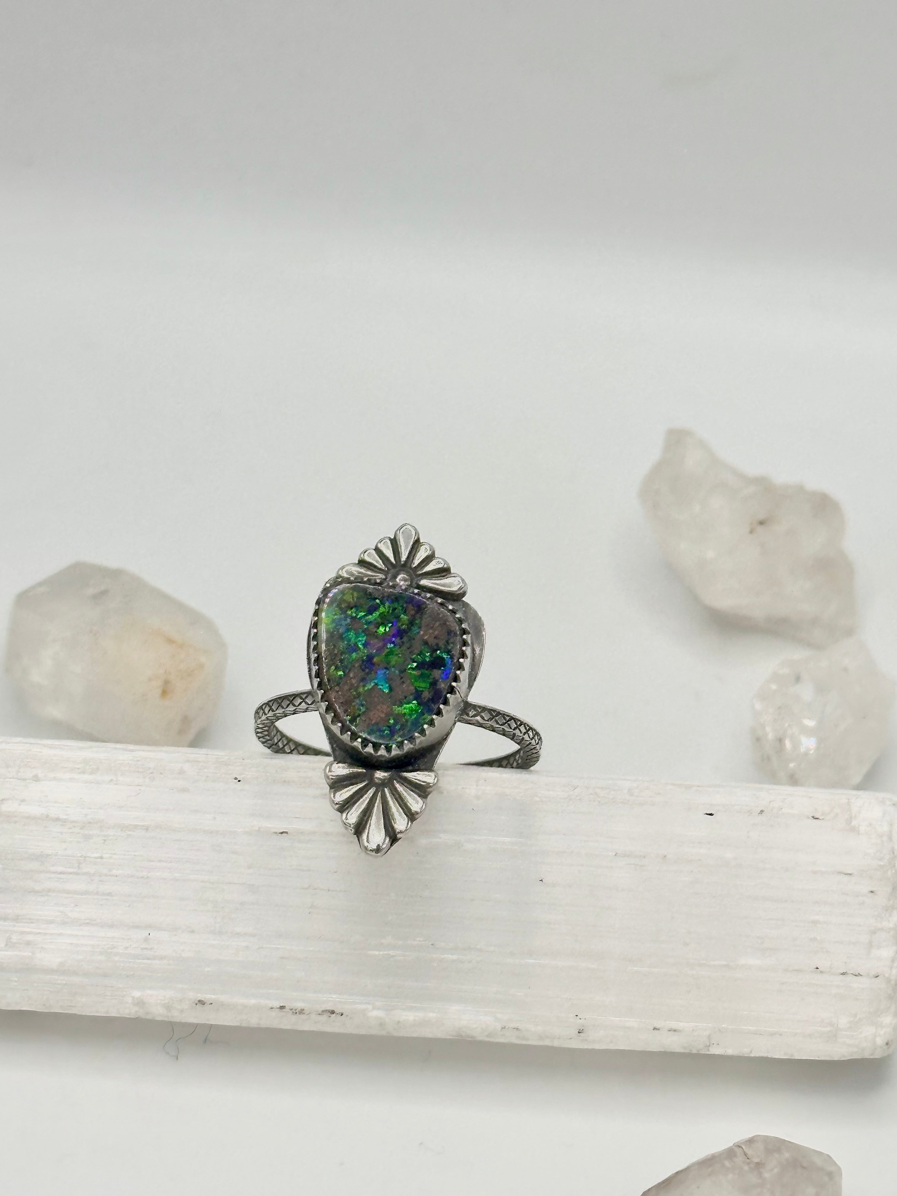 Australian Boulder Opal ring