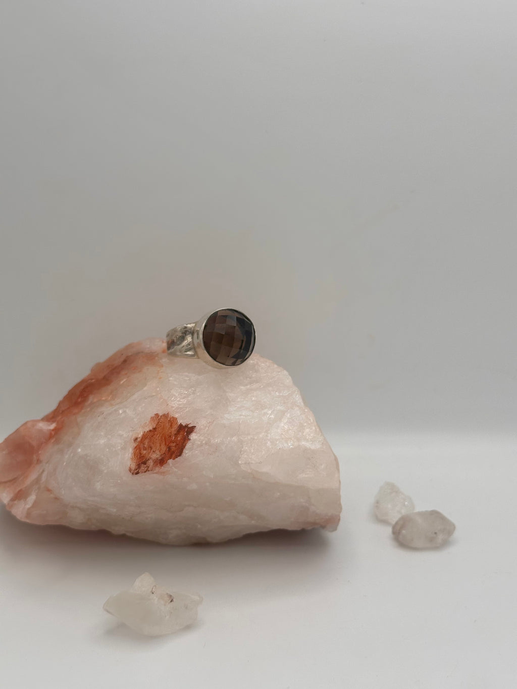 Vintage Smoky Quartz disco ring