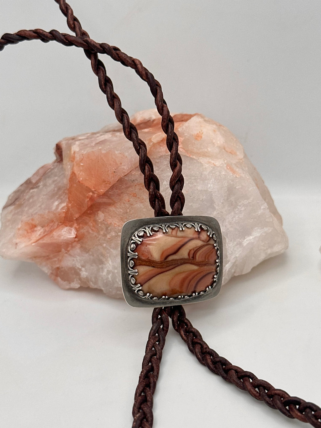 Wonderstone and Leather Bolo Tie