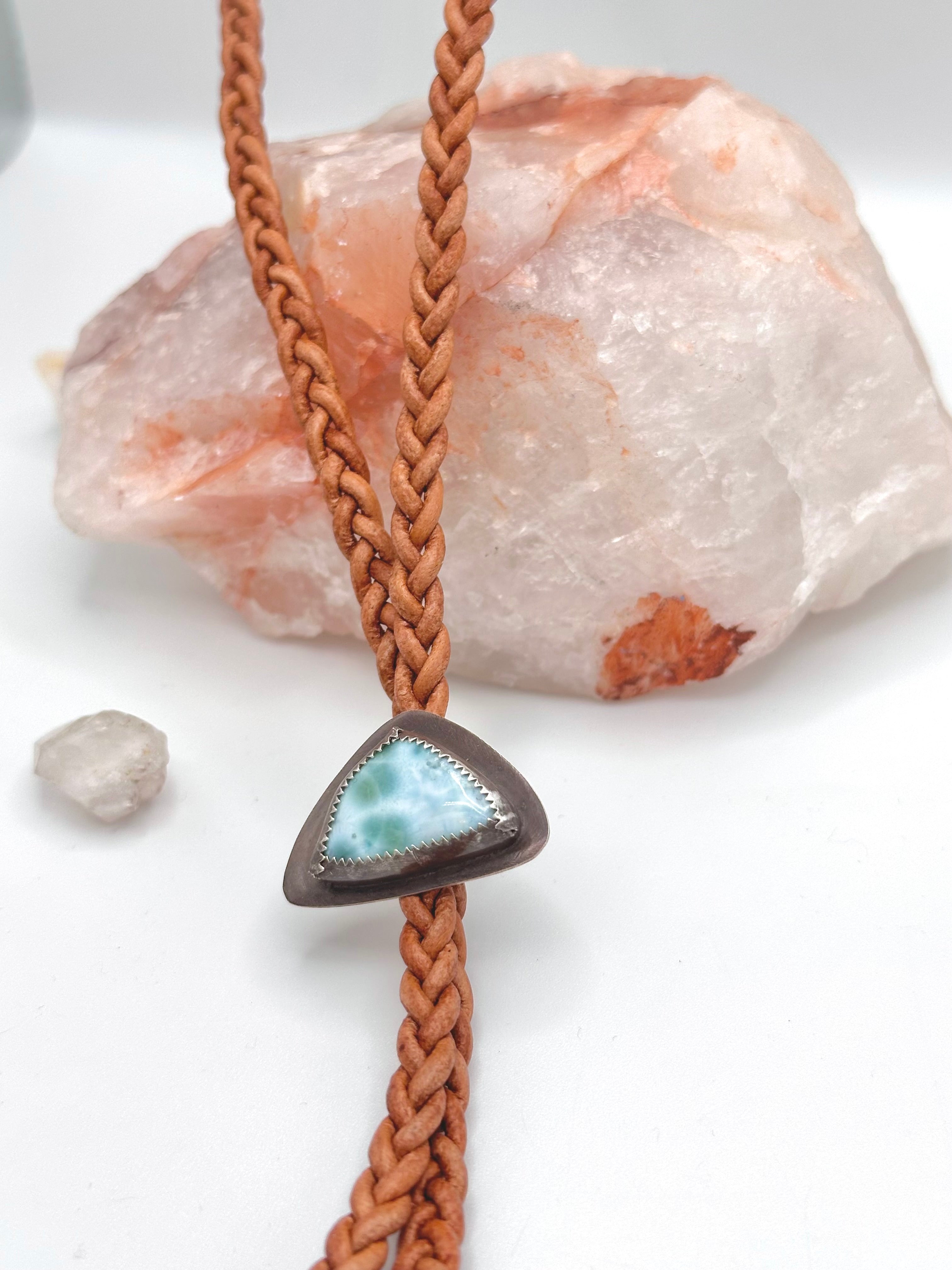 Larimar and Leather Bolo Tie