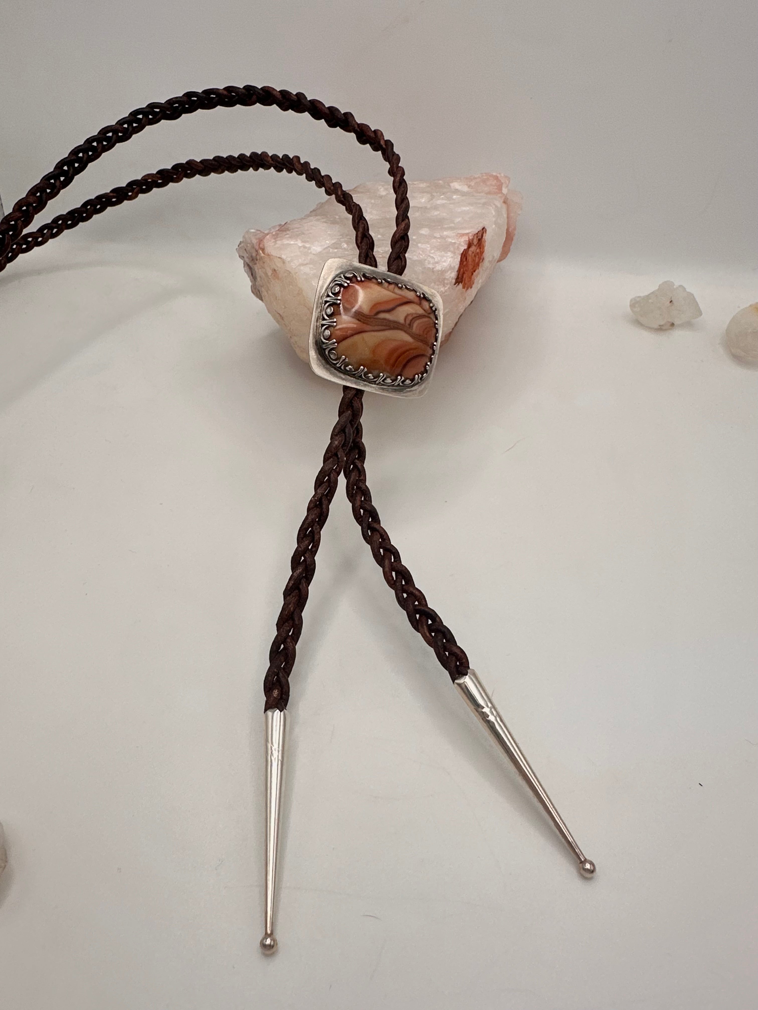 Wonderstone and Leather Bolo Tie