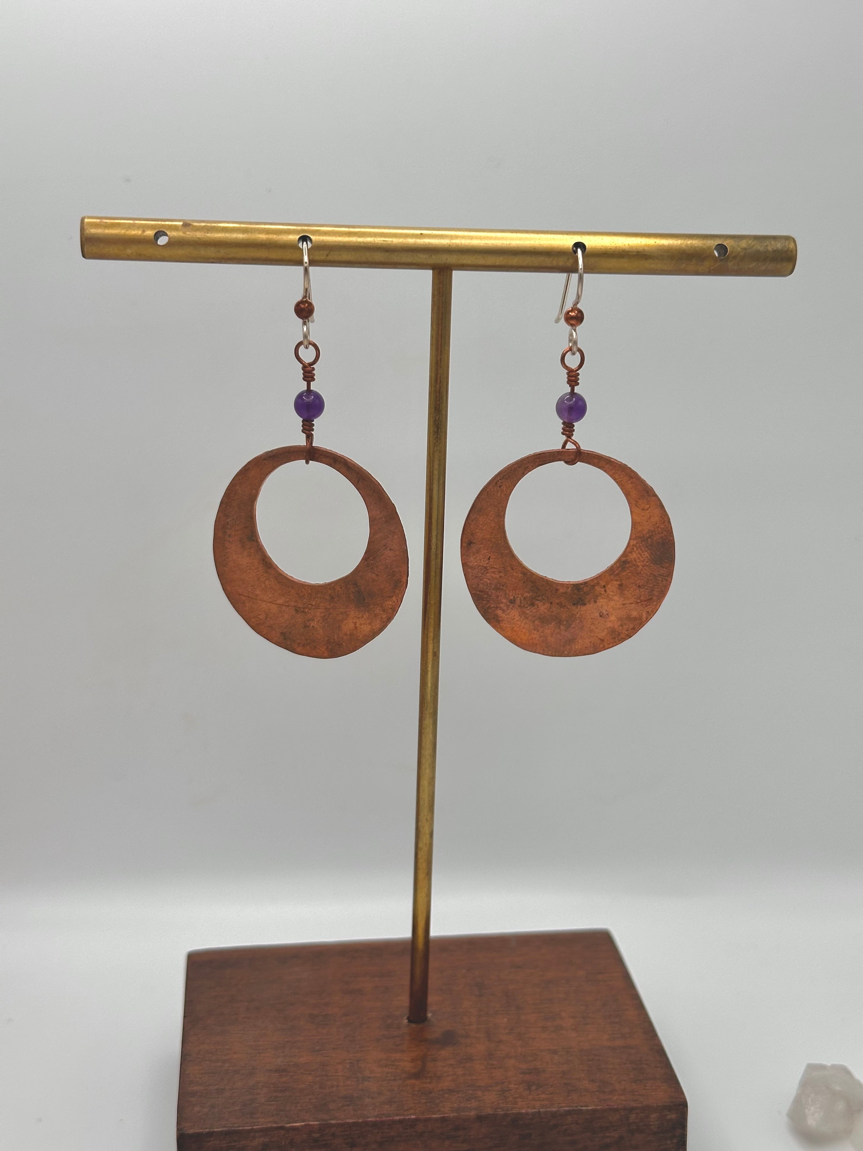 Handcut copper earrings