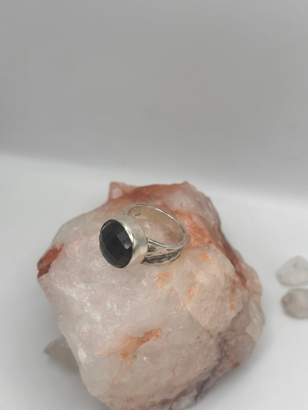 Vintage Smoky Quartz disco ring