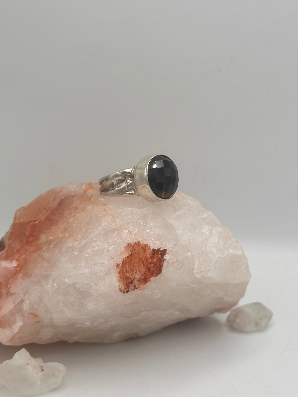 Vintage Smoky Quartz disco ring