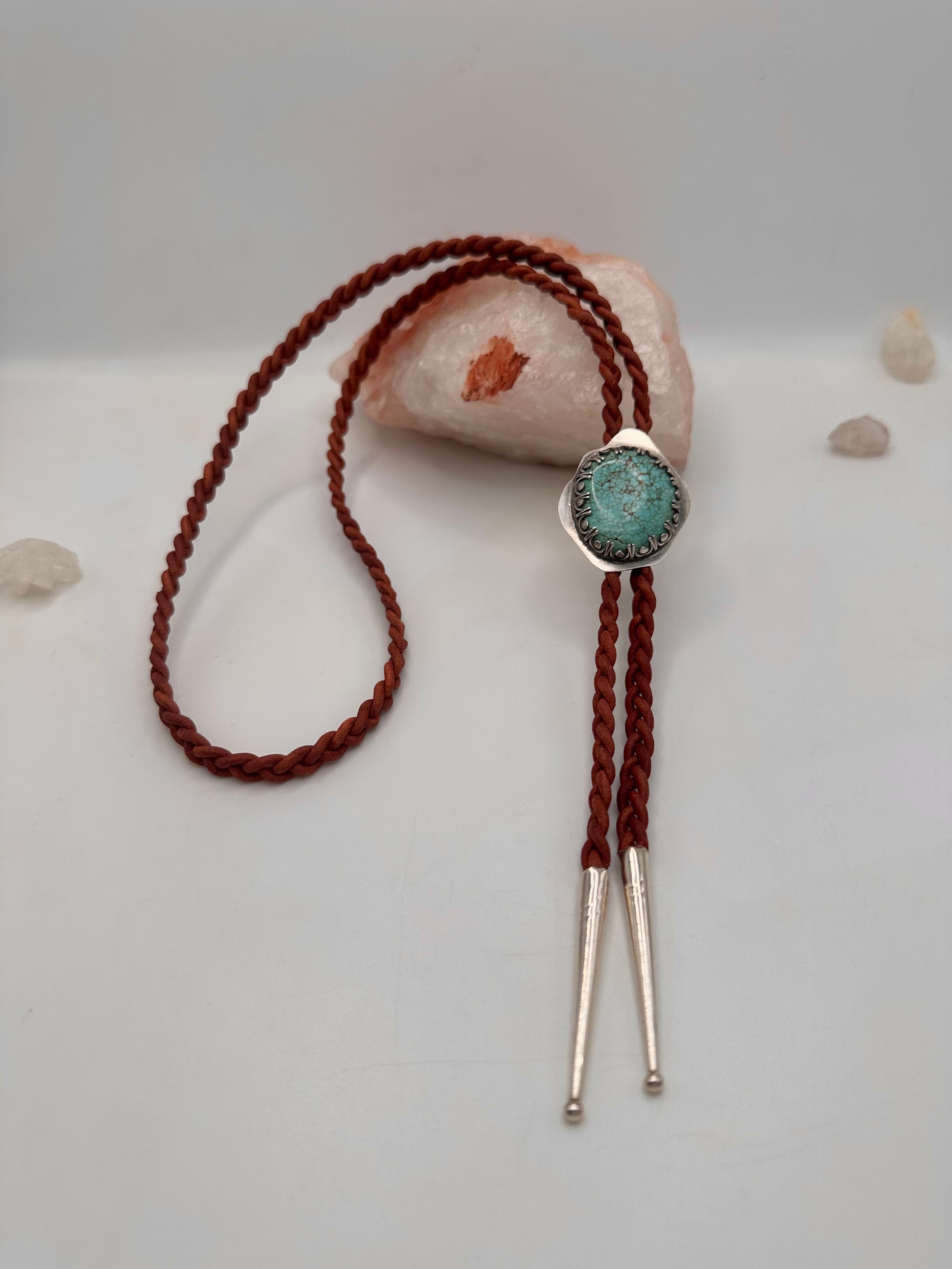 Turquoise and Leather Bolo Tie