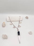 Quartz and Obsidian with Pearls necklace