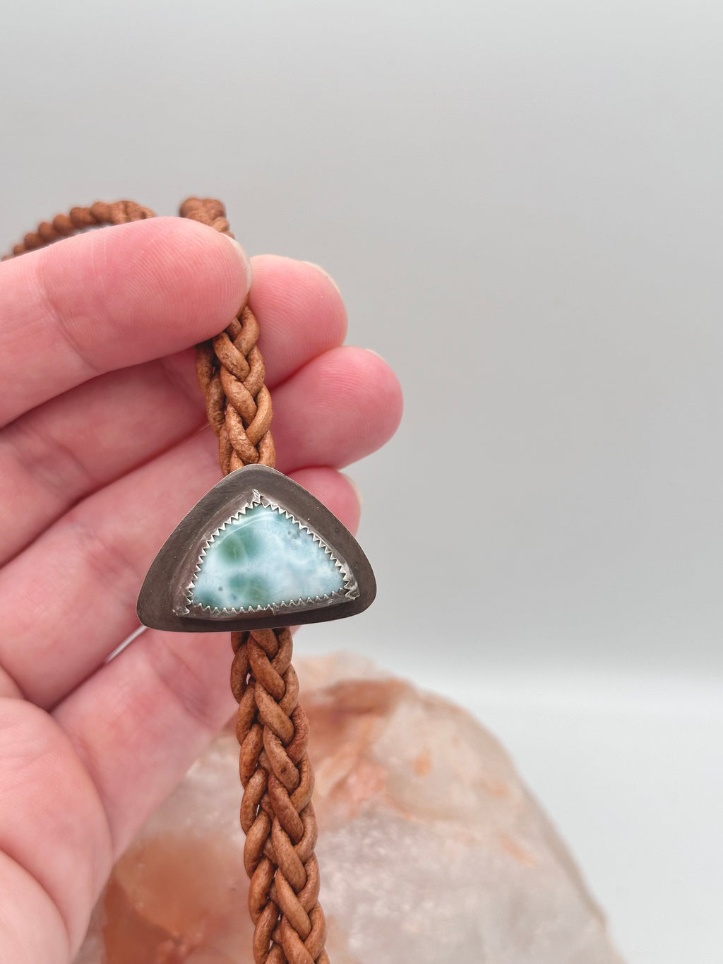 Larimar and Leather Bolo Tie