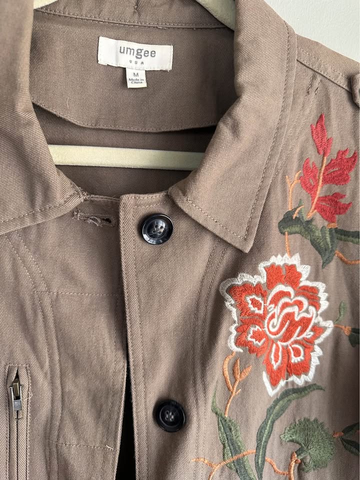 Umgee Utility Jacket with Floral Embroidery
