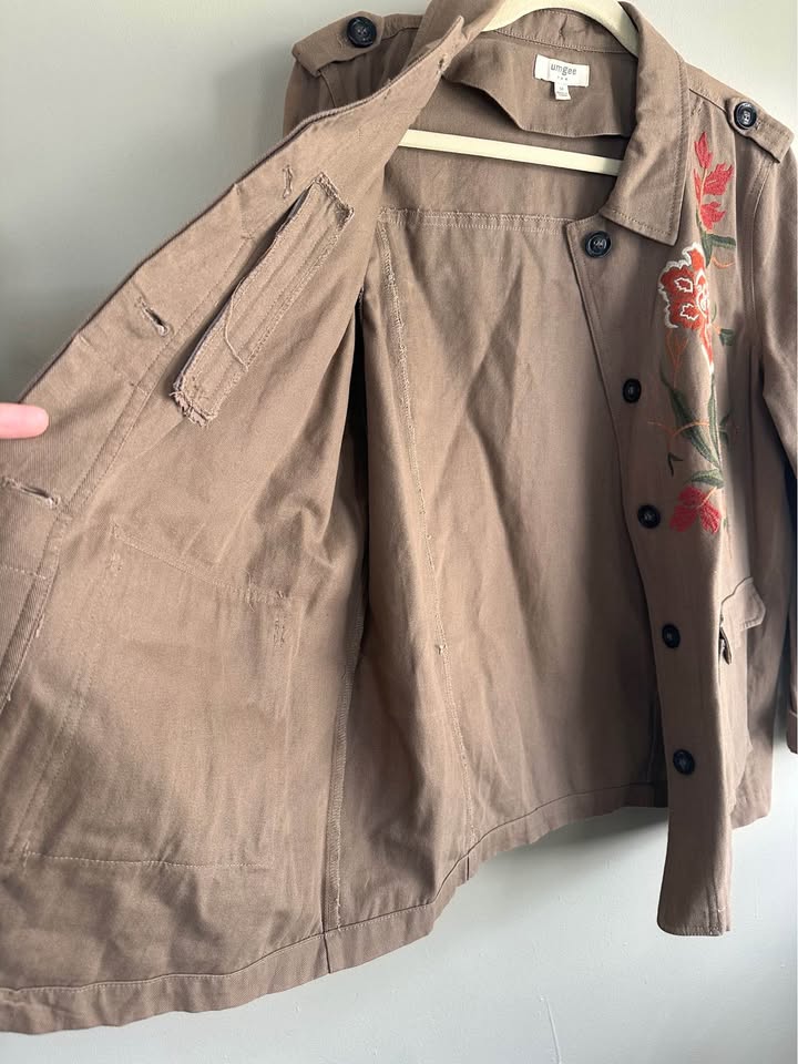 Umgee Utility Jacket with Floral Embroidery
