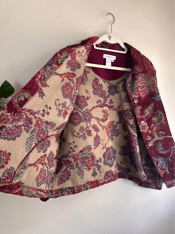 Vintage Coldwater Creek Floral Tapestry Jacket