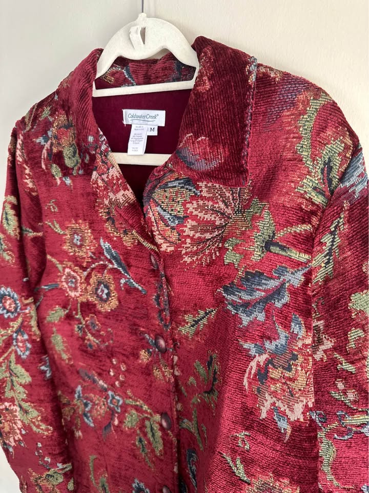 Vintage Coldwater Creek Floral Tapestry Jacket