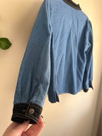 Vintage Denim Shirt with Floral Embroidery + Beads