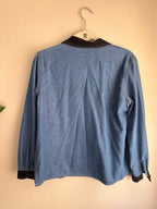 Vintage Denim Shirt with Floral Embroidery + Beads