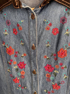 Vintage Denim Shirt with Floral Embroidery + Beads
