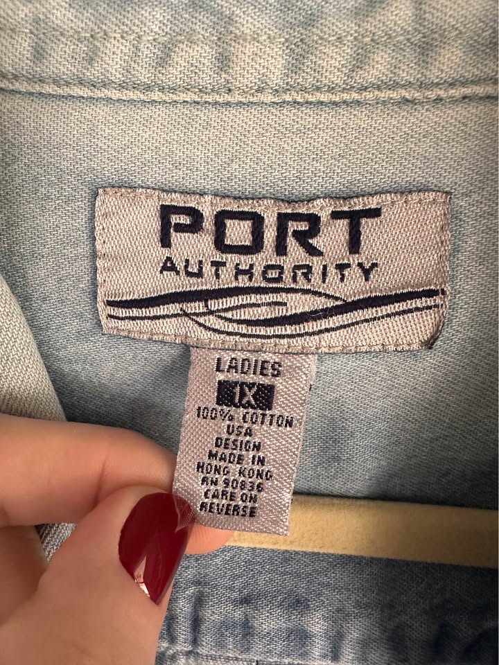 Tiger in a Top Hat Embroidered Denim Shirt