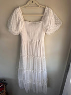 Smocked Polka Dot Tiered Dress