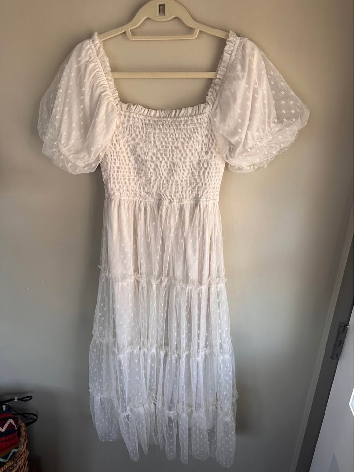 Smocked Polka Dot Tiered Dress