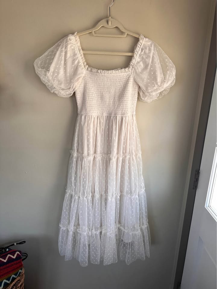 Smocked Polka Dot Tiered Dress