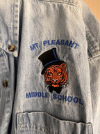 Tiger in a Top Hat Embroidered Denim Shirt