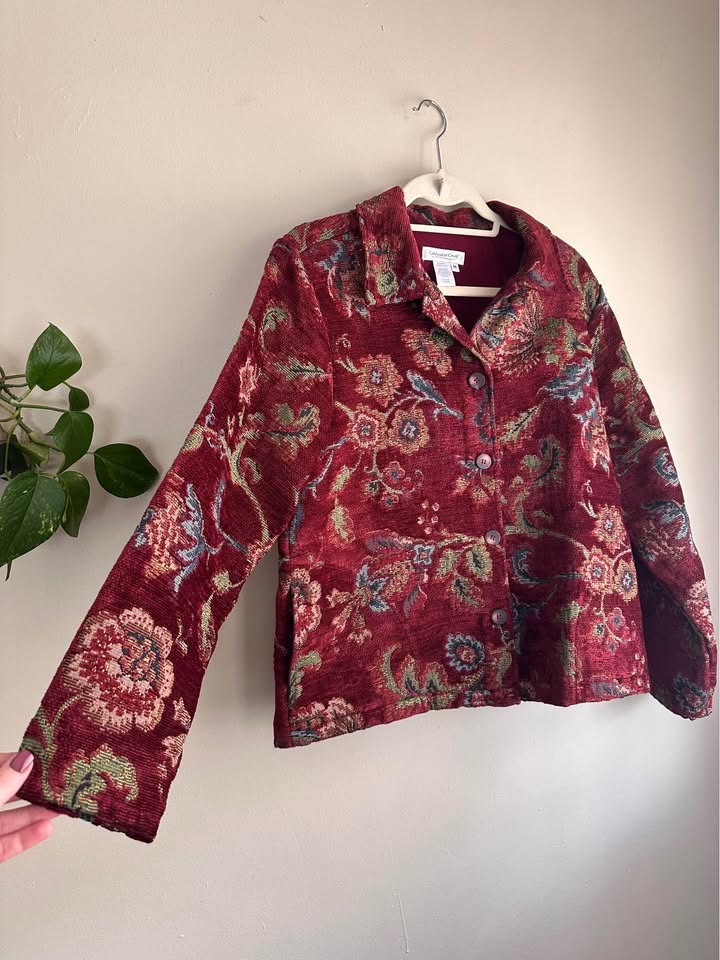 Vintage Coldwater Creek Floral Tapestry Jacket