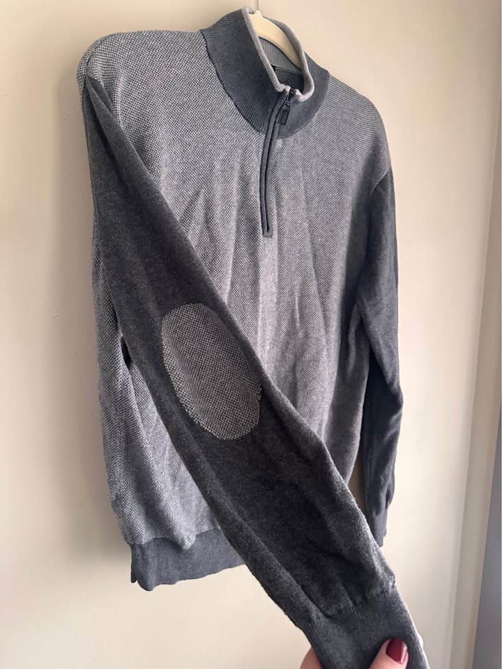 Cotton Cashmere 1/4 Zip with Elbow Patches