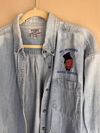 Tiger in a Top Hat Embroidered Denim Shirt