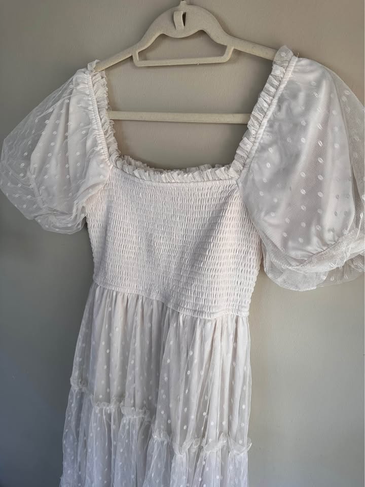 Smocked Polka Dot Tiered Dress