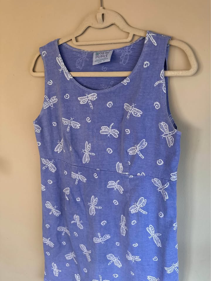 Vintage 90s Fresh Produce Dragonfly Dress