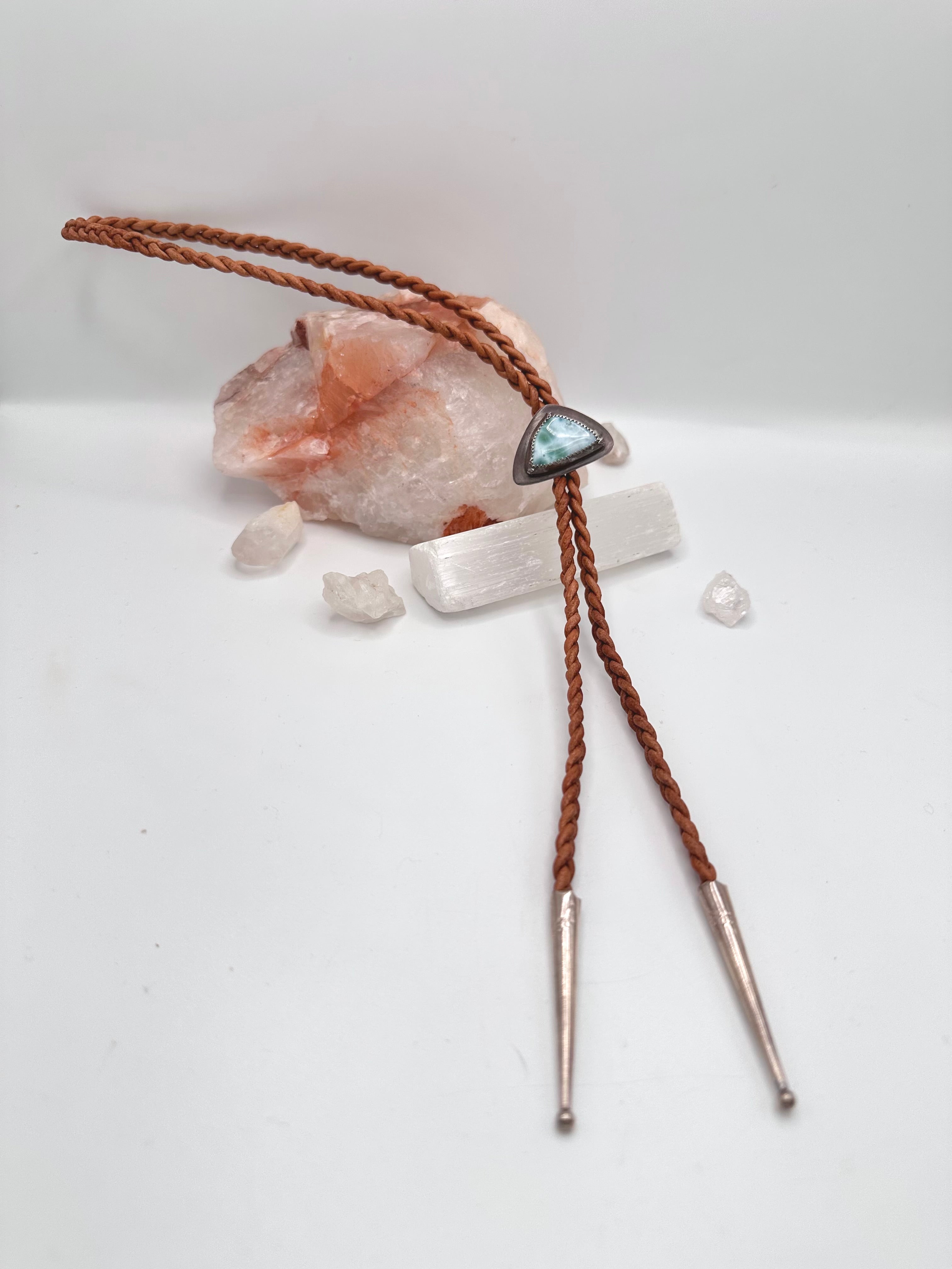Larimar and Leather Bolo Tie