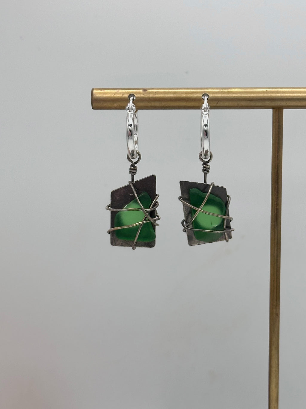 Green Seaglass earrings