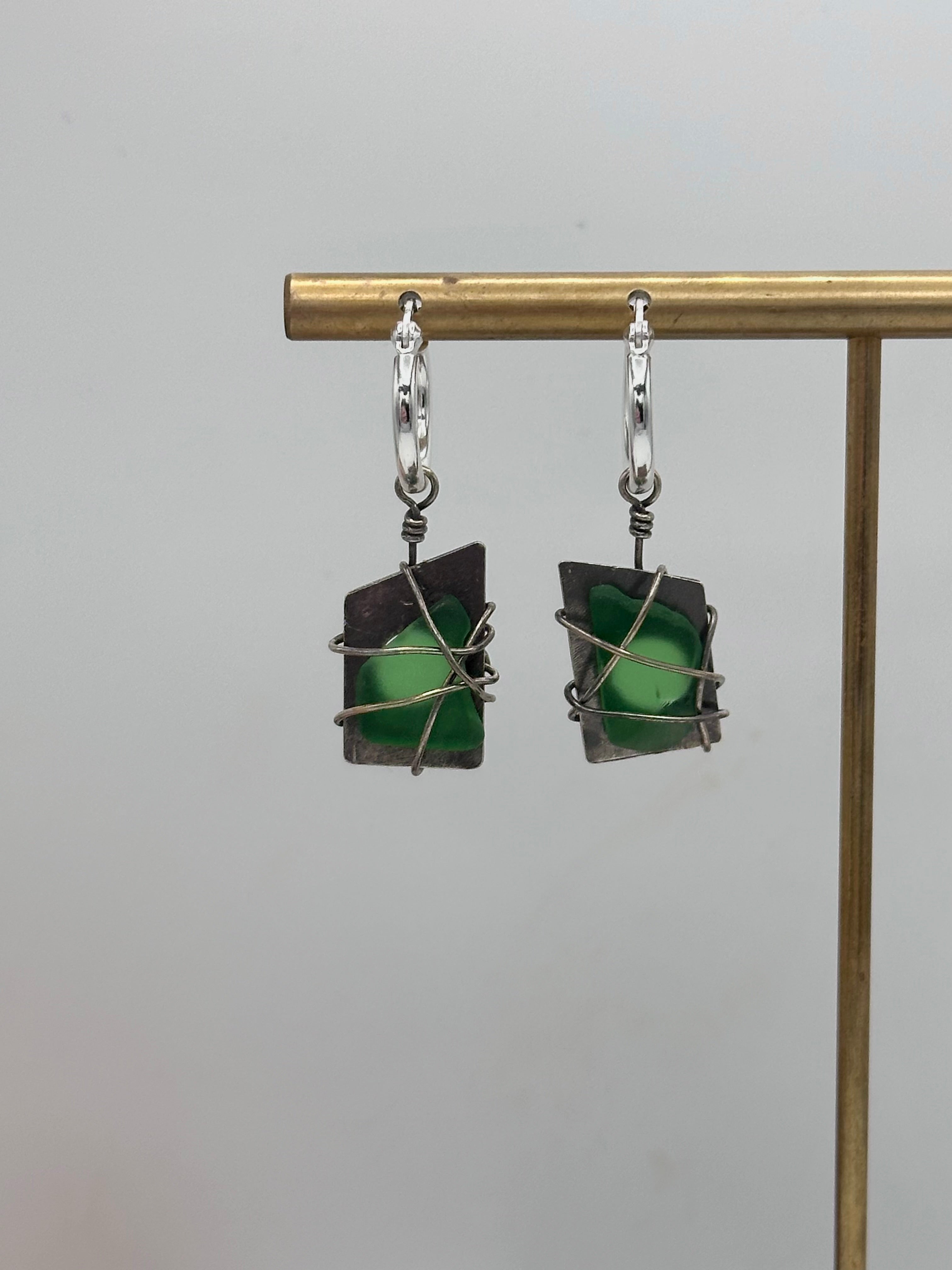 Green Seaglass earrings
