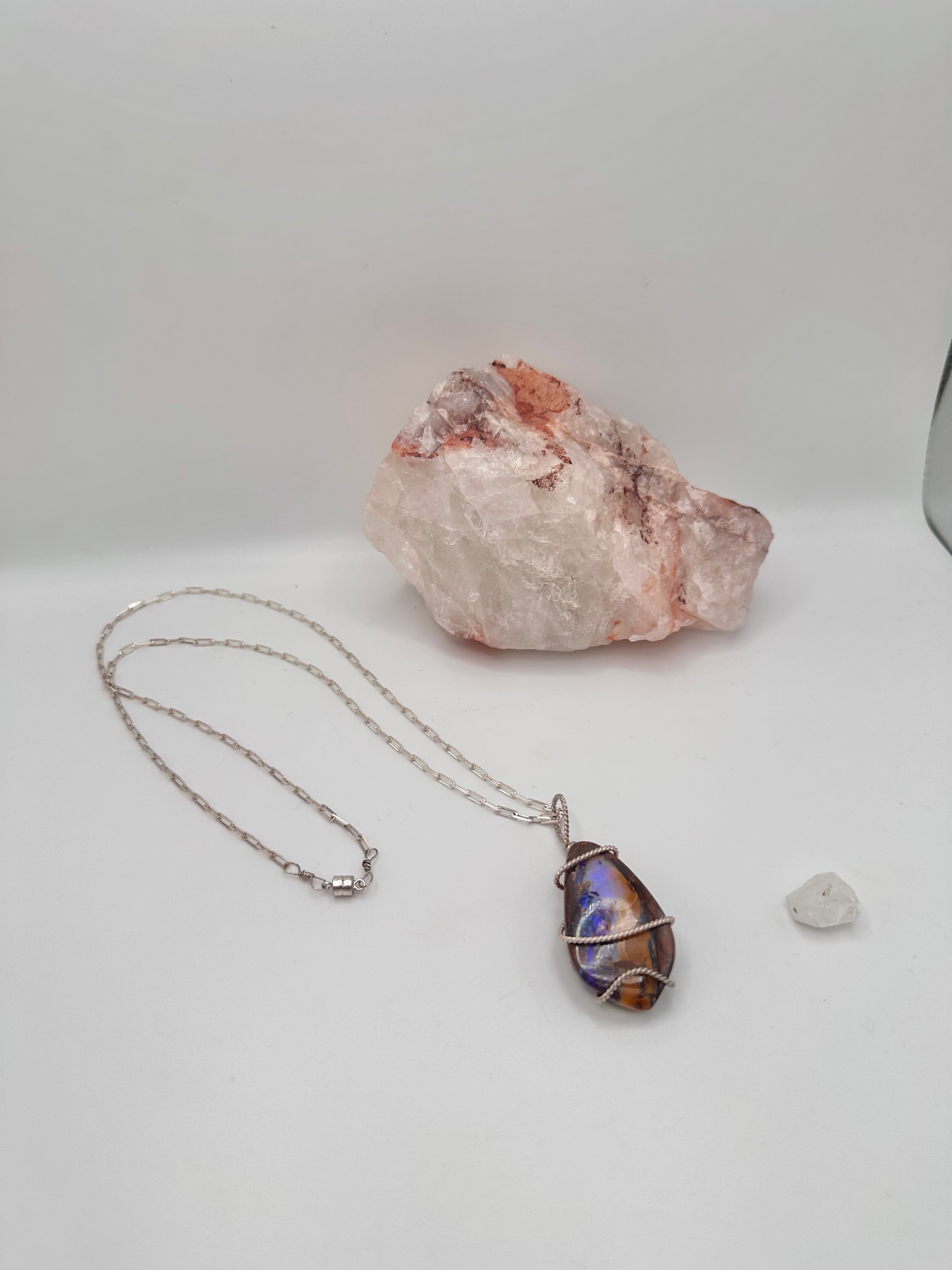 Wire-wrapped Australian Opal necklace