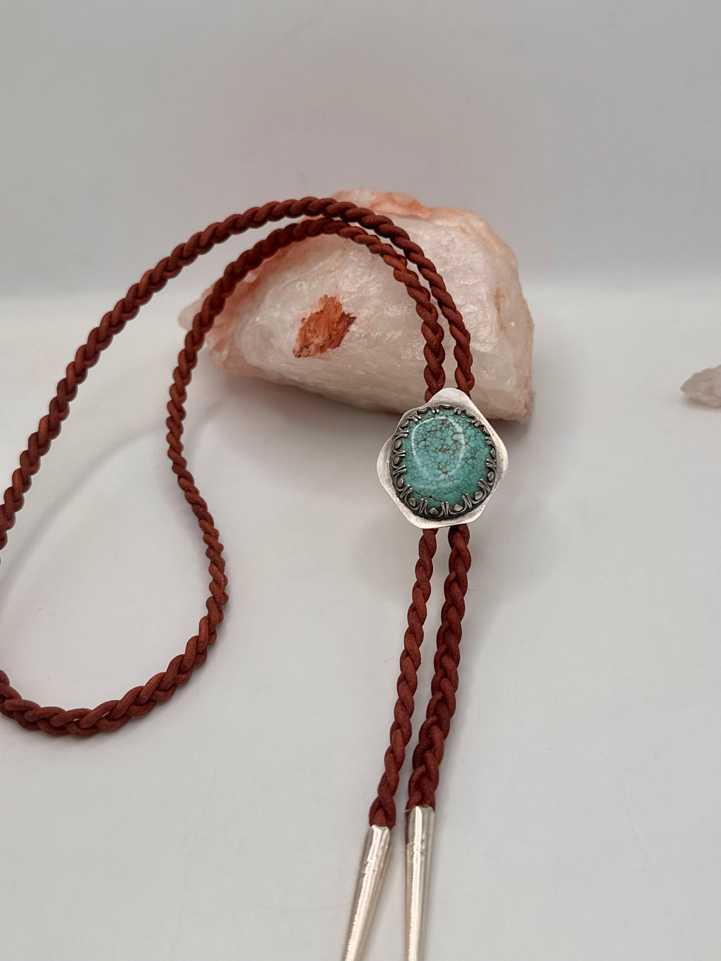 Turquoise and Leather Bolo Tie
