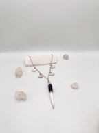 Quartz and Obsidian with Pearls necklace