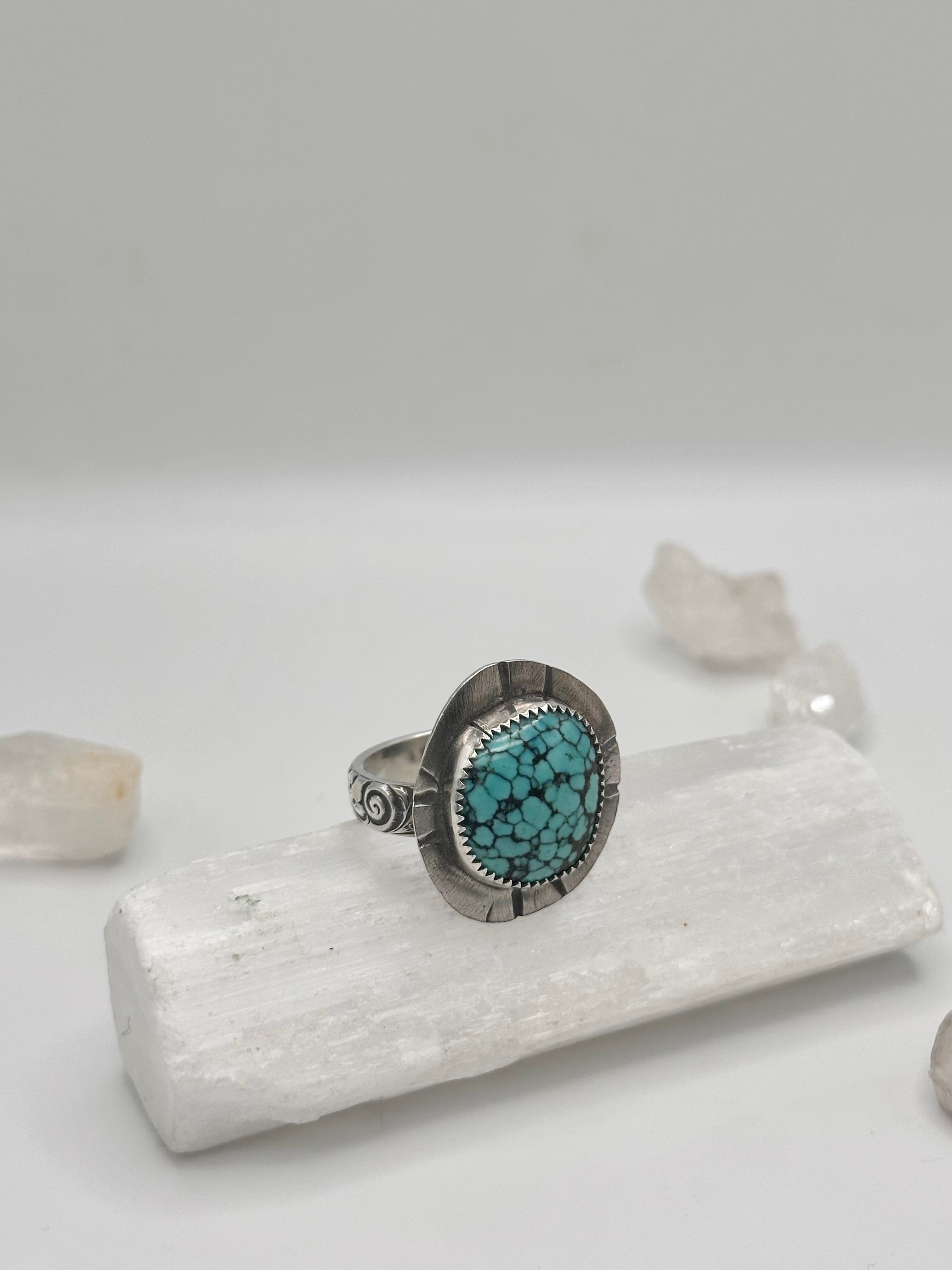 Spiderweb Matrix Turquoise ring