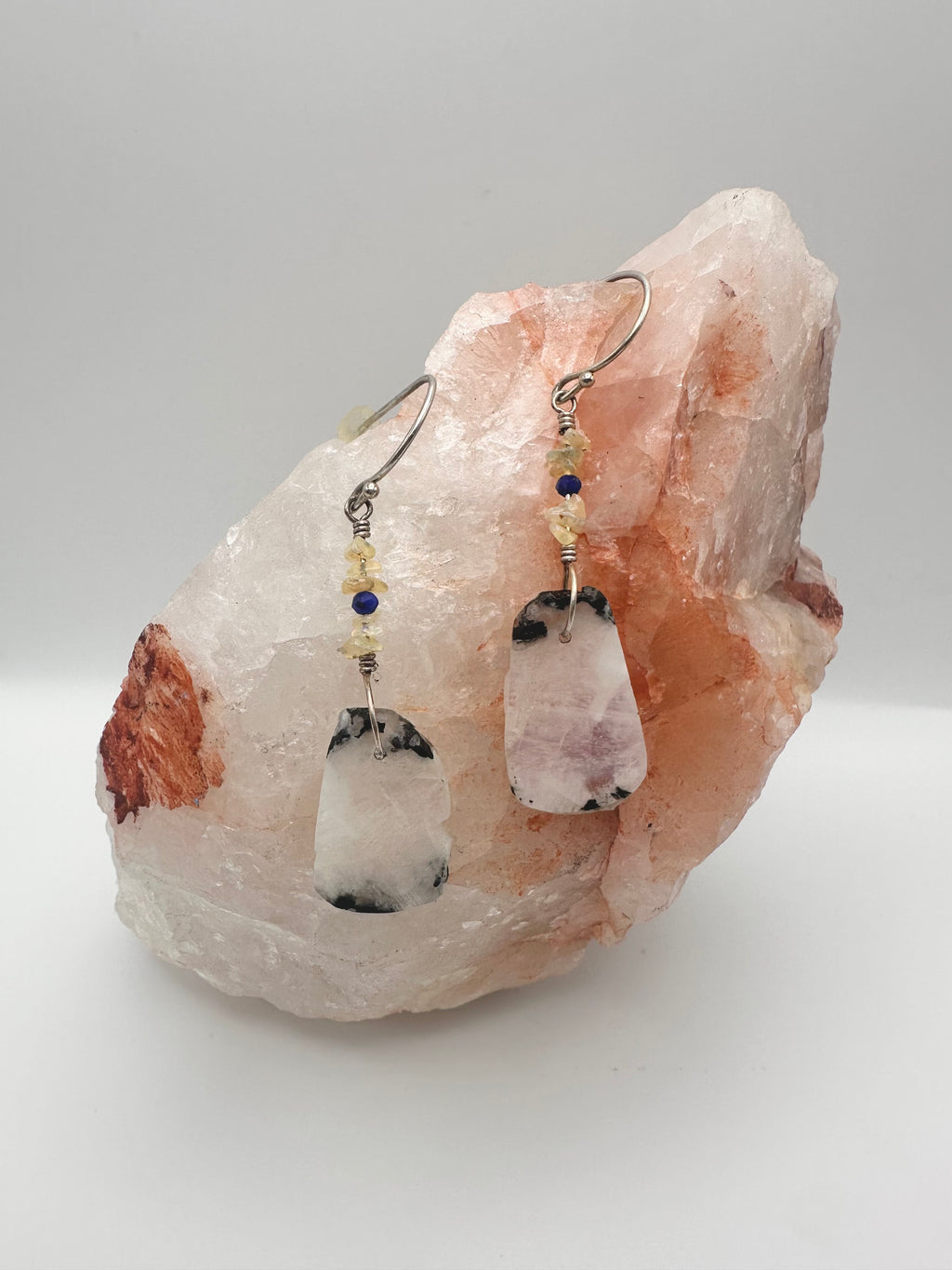 Moonstone with Opal and Lapis Lazuli earrings