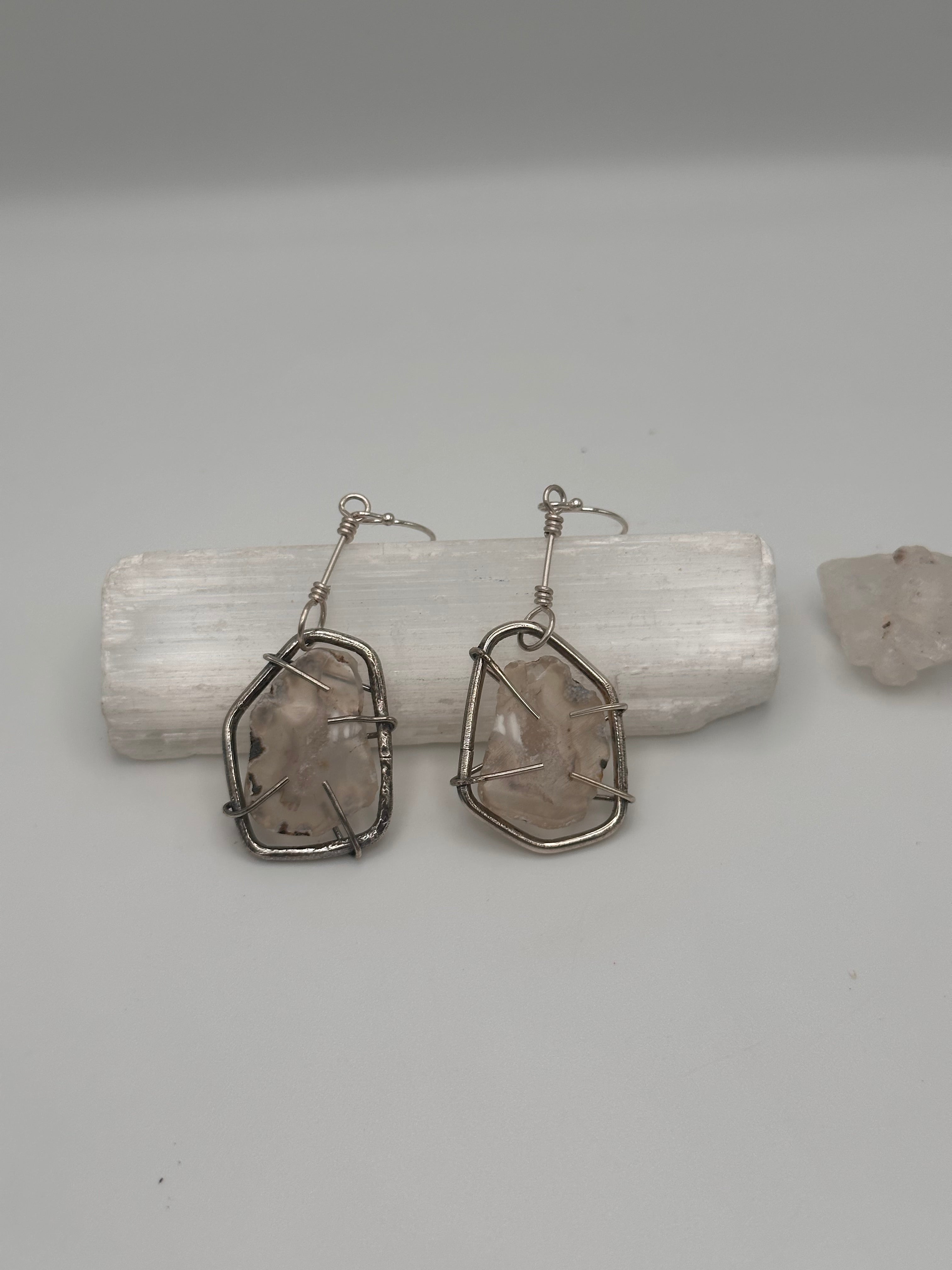 Montana moss agate slices earrings