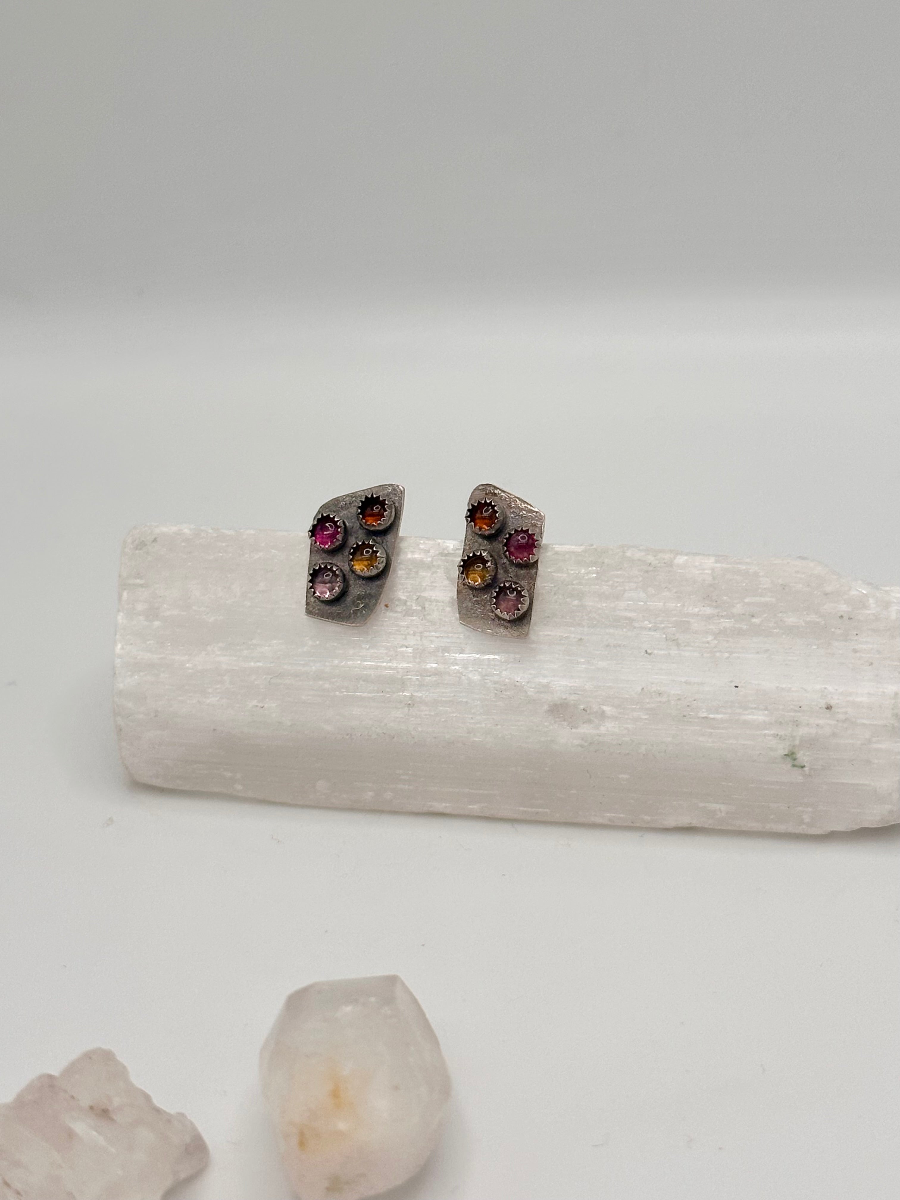 Tourmaline multi-colored studs