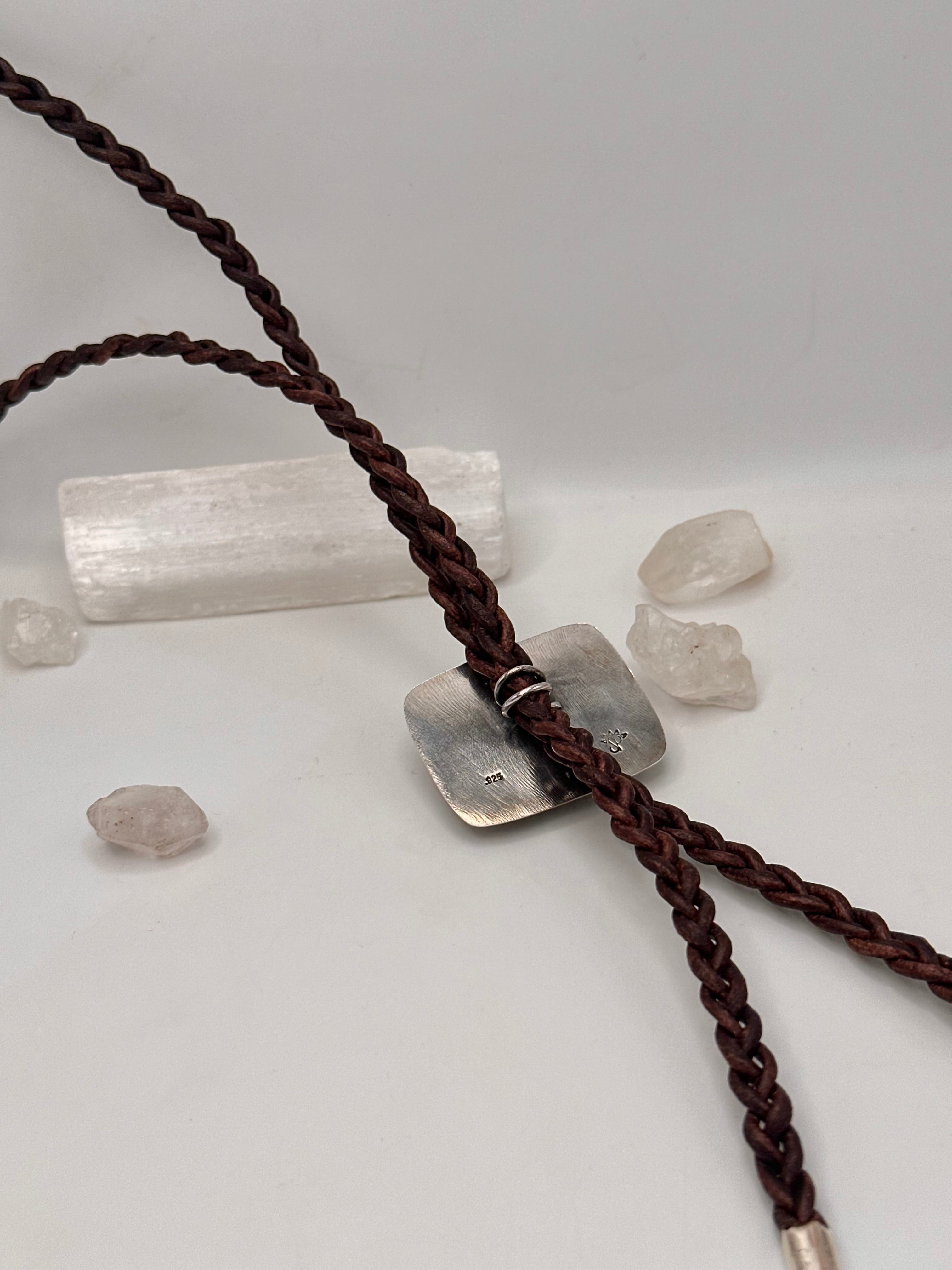 Wonderstone and Leather Bolo Tie